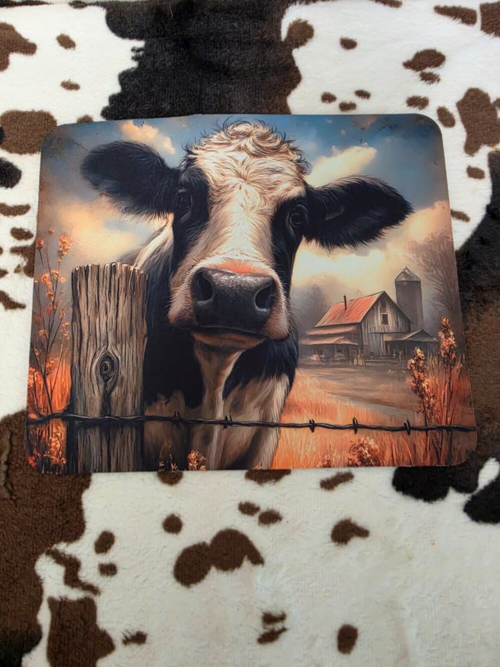 Cow Farm Western Custom Print Mouse Pad Non-Slip Computer Office Desk Mat Gift
